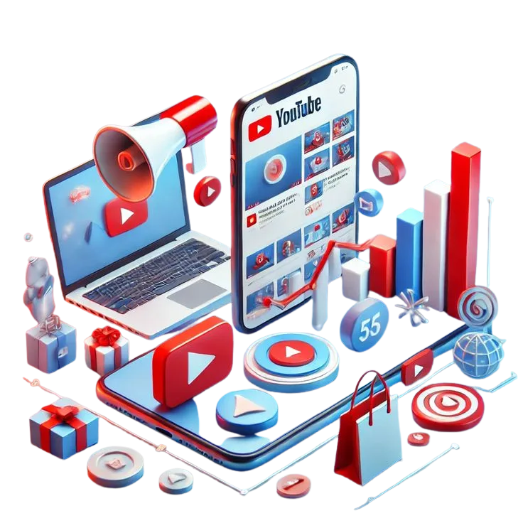 YouTube Video Ads service illustration showing video advertising and campaign performance